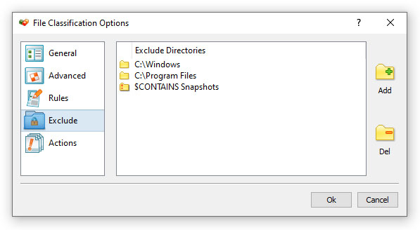 File Classification Exclude Directories