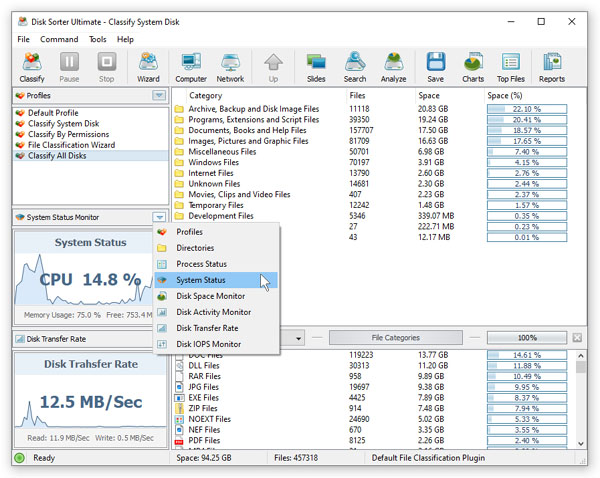 DiskSorter System Status Monitor